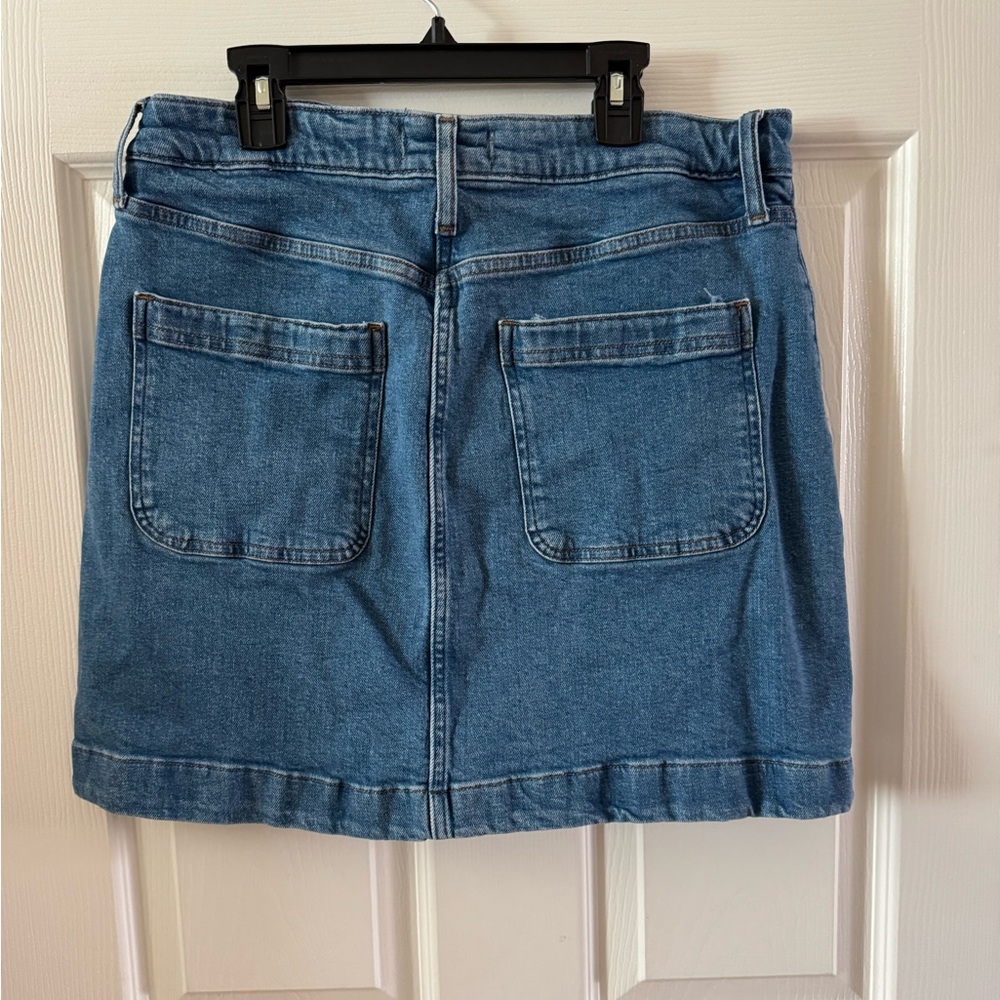 Madewell Denim Mini Skirt Women 29 Blue Button Front High Rise Patch Pocket - Picture 2 of 5